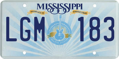 MS license plate LGM183