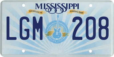 MS license plate LGM208