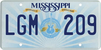 MS license plate LGM209