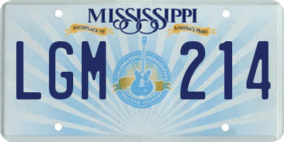 MS license plate LGM214