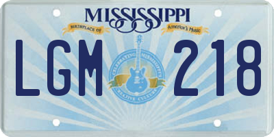MS license plate LGM218