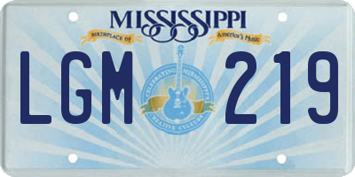 MS license plate LGM219