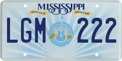 MS license plate LGM222