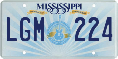 MS license plate LGM224