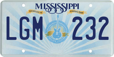 MS license plate LGM232