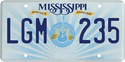 MS license plate LGM235