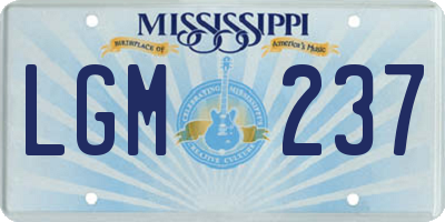 MS license plate LGM237