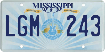 MS license plate LGM243