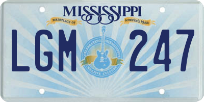 MS license plate LGM247