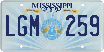 MS license plate LGM259