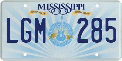 MS license plate LGM285