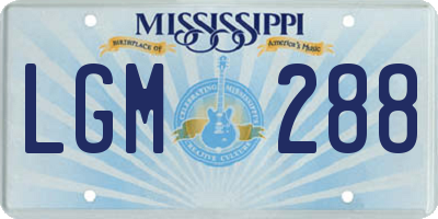 MS license plate LGM288
