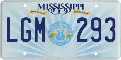 MS license plate LGM293