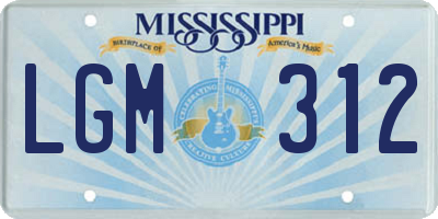 MS license plate LGM312