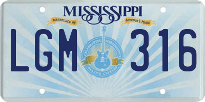 MS license plate LGM316