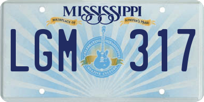 MS license plate LGM317