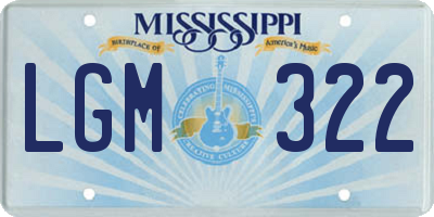 MS license plate LGM322