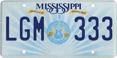 MS license plate LGM333