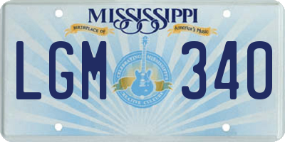 MS license plate LGM340