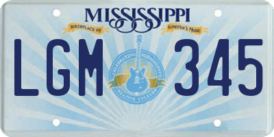 MS license plate LGM345