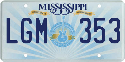 MS license plate LGM353