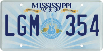 MS license plate LGM354