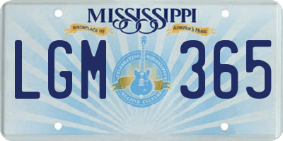 MS license plate LGM365