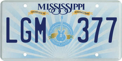 MS license plate LGM377