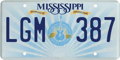 MS license plate LGM387