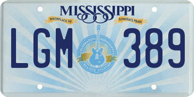 MS license plate LGM389