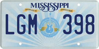 MS license plate LGM398