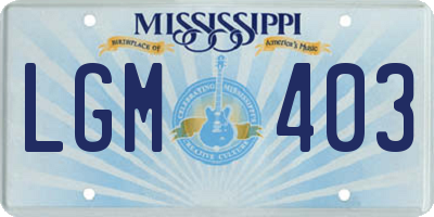 MS license plate LGM403