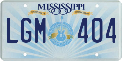 MS license plate LGM404