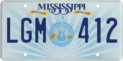 MS license plate LGM412