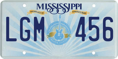 MS license plate LGM456