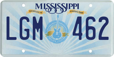 MS license plate LGM462