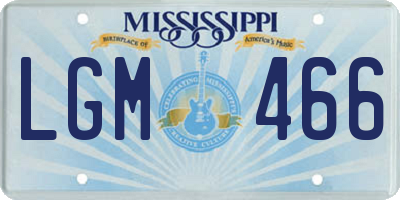 MS license plate LGM466