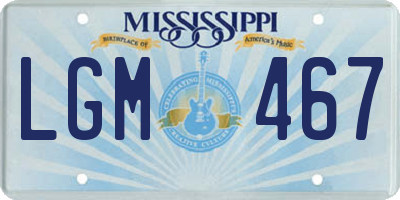 MS license plate LGM467