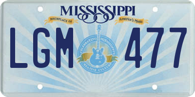 MS license plate LGM477