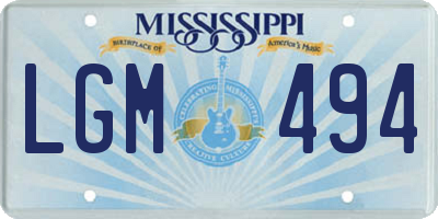 MS license plate LGM494