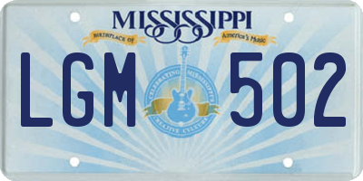 MS license plate LGM502