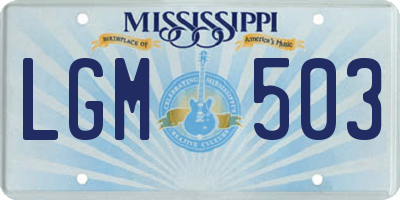 MS license plate LGM503