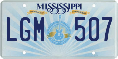 MS license plate LGM507