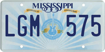 MS license plate LGM575