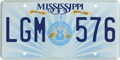 MS license plate LGM576