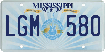 MS license plate LGM580