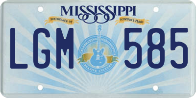 MS license plate LGM585