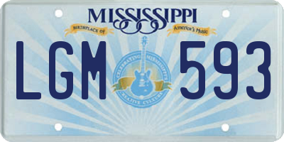 MS license plate LGM593