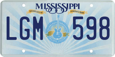 MS license plate LGM598