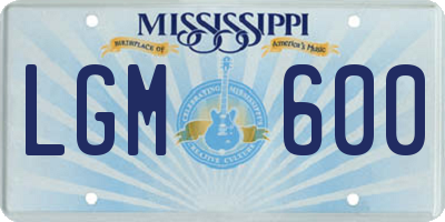 MS license plate LGM600